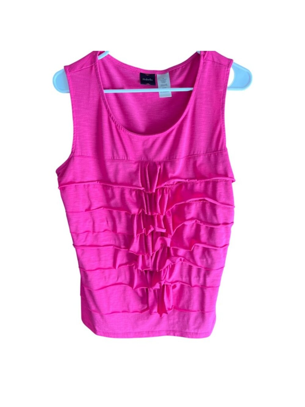 Rafaella Pink Sleeveless Tank Top With Ruffle Front Detail Size Large 20o